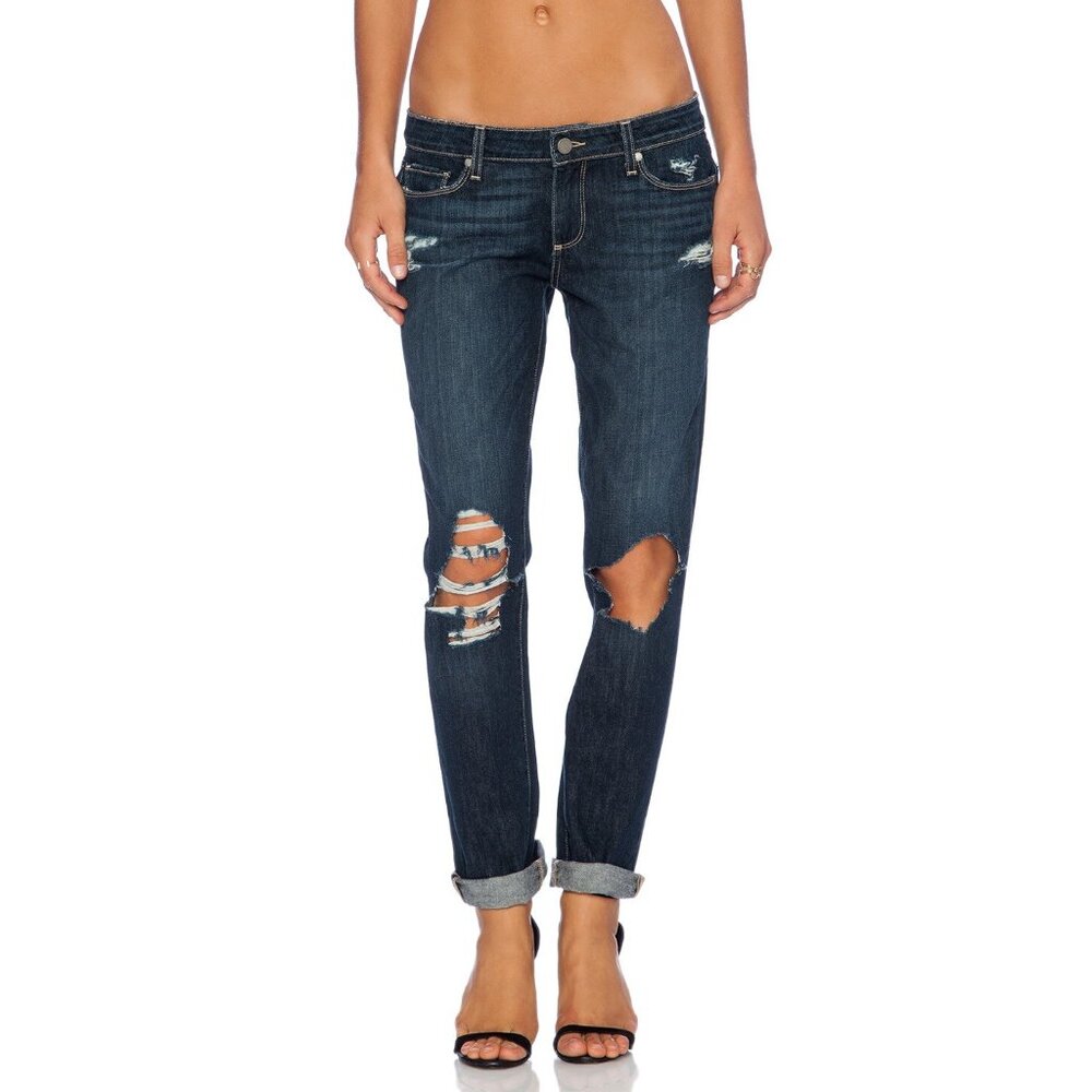 PAIGE Jimmy Jimmy Skinny Connor Destructed Blue Jeans 25